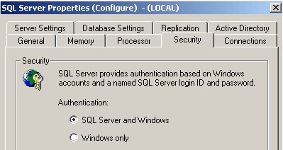 Свойства SQL сервера