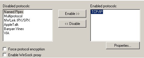 Окно 'Server Network Utility'